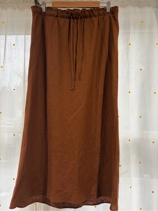 Zara Dresses & Skirts - Zara Rust Brown Drawstring Maxi Skirt/ 100 % Linen/ Size Large
